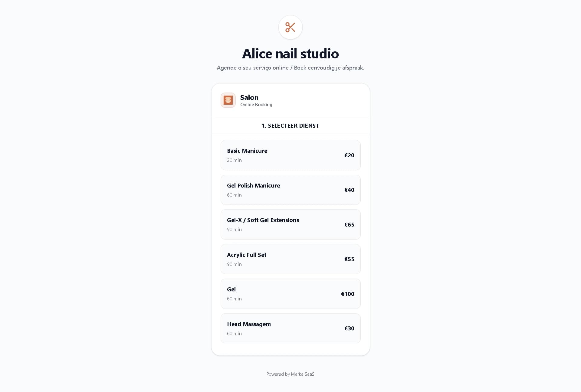 Marka functional preview: Agendamentos online 24/7